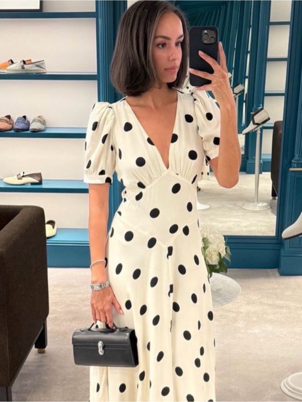 REFORMATION Naira Dress in Pluto Dot